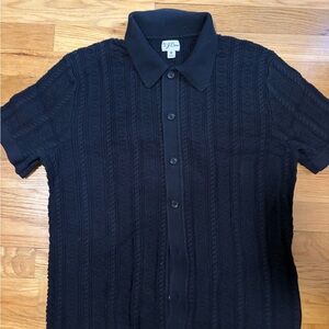 J. Crew Black Textured Short Sleeve Shirt